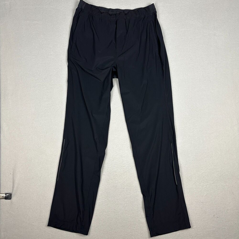 Lululemon Mens Large Zippered Pockets Pants Black Stretch Casual Running Logo